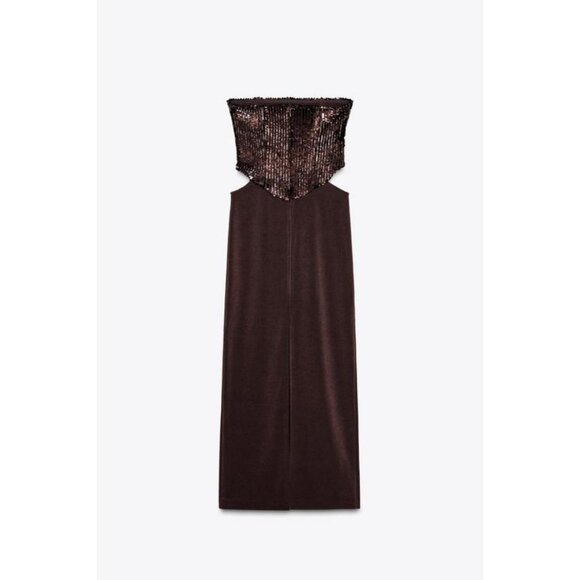 ZARA CONTRAST SEQUIN CUT-OUT DRESS - Picture 8 of 9